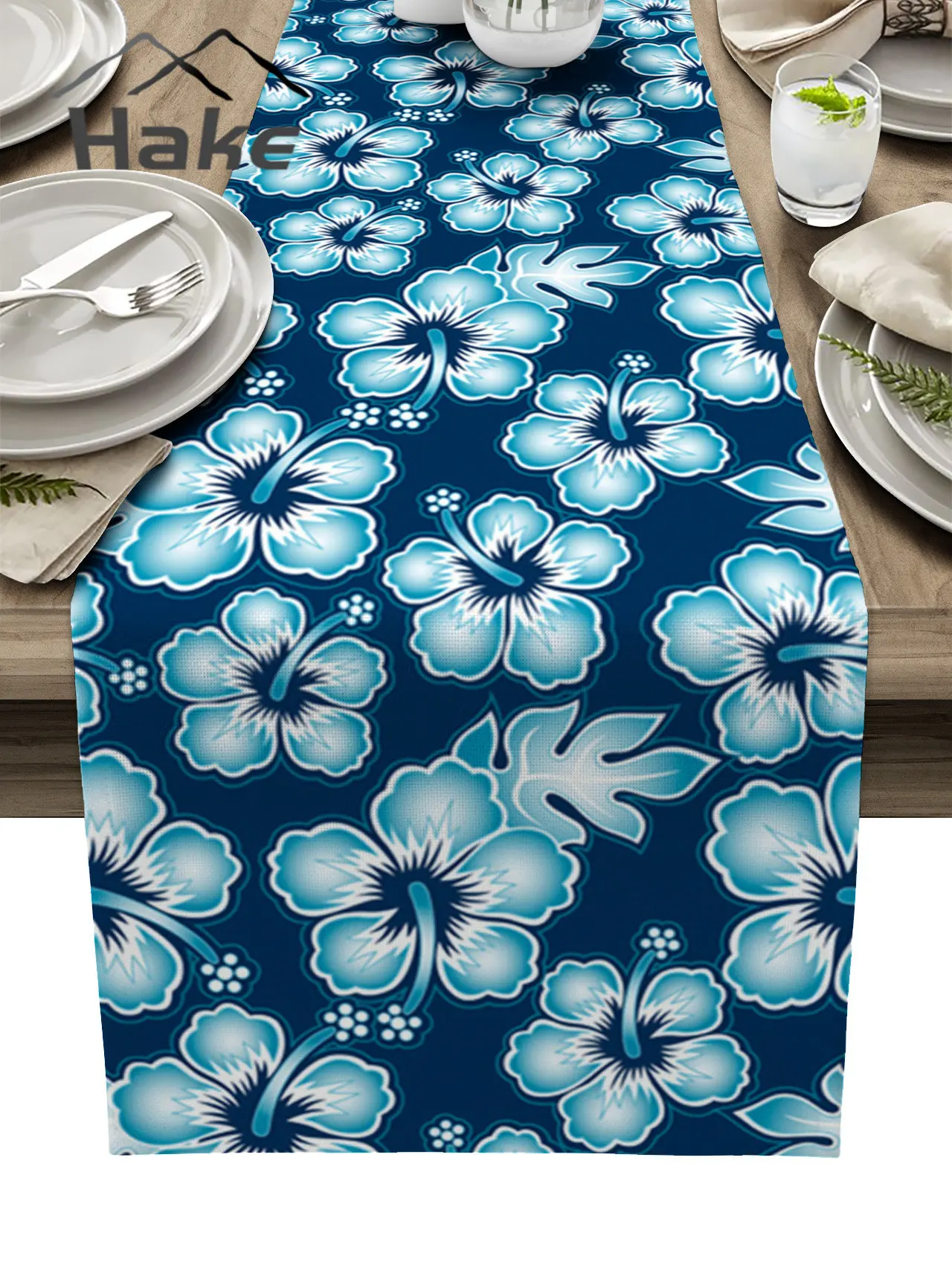 

Tropical Plant Hibiscus Flower Table Runner for Dining Table Wedding Decoration Tablecloth Home Party Decor Table Cover