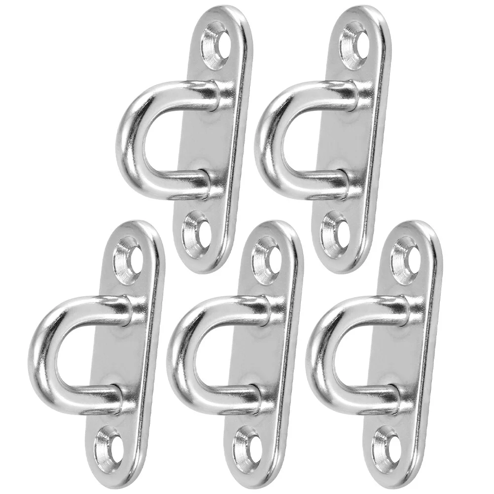 

5 Pcs Heavy Duty Staples Screw Hook U-Shape Stainless Steel Oblong Pad Accessories Steel.