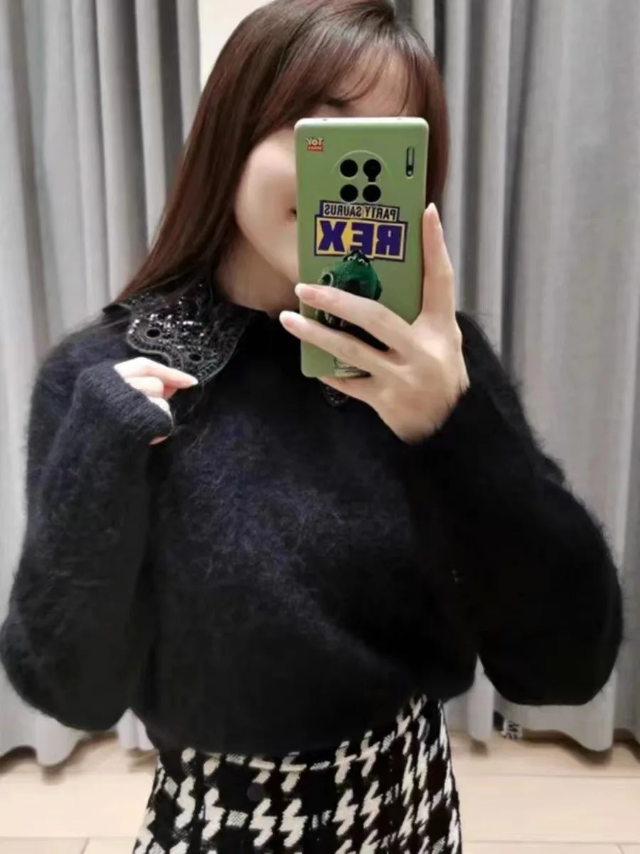 Women Sweater Sequin Decorated Detachable Collar Long Sleeve Sweet Autumn Winter 2023 Pullover
Women Sweater Sequin Decorated Detachable Collar Long Sleeve Sweet Autumn Winter 2023 Pullover