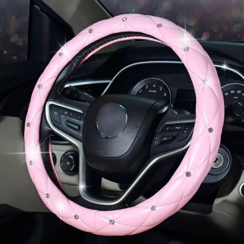 Universal 38cm/15Inch PU Leather Bling Rhinestone Pink Car Steering Wheel Cover Interior Accessories Steering-Cover Car-Styling
Universal 38cm/15Inch PU Leather Bling Rhinestone Pink Car Steering Wheel Cover Interior Accessories Steering-Cover Car-Styling