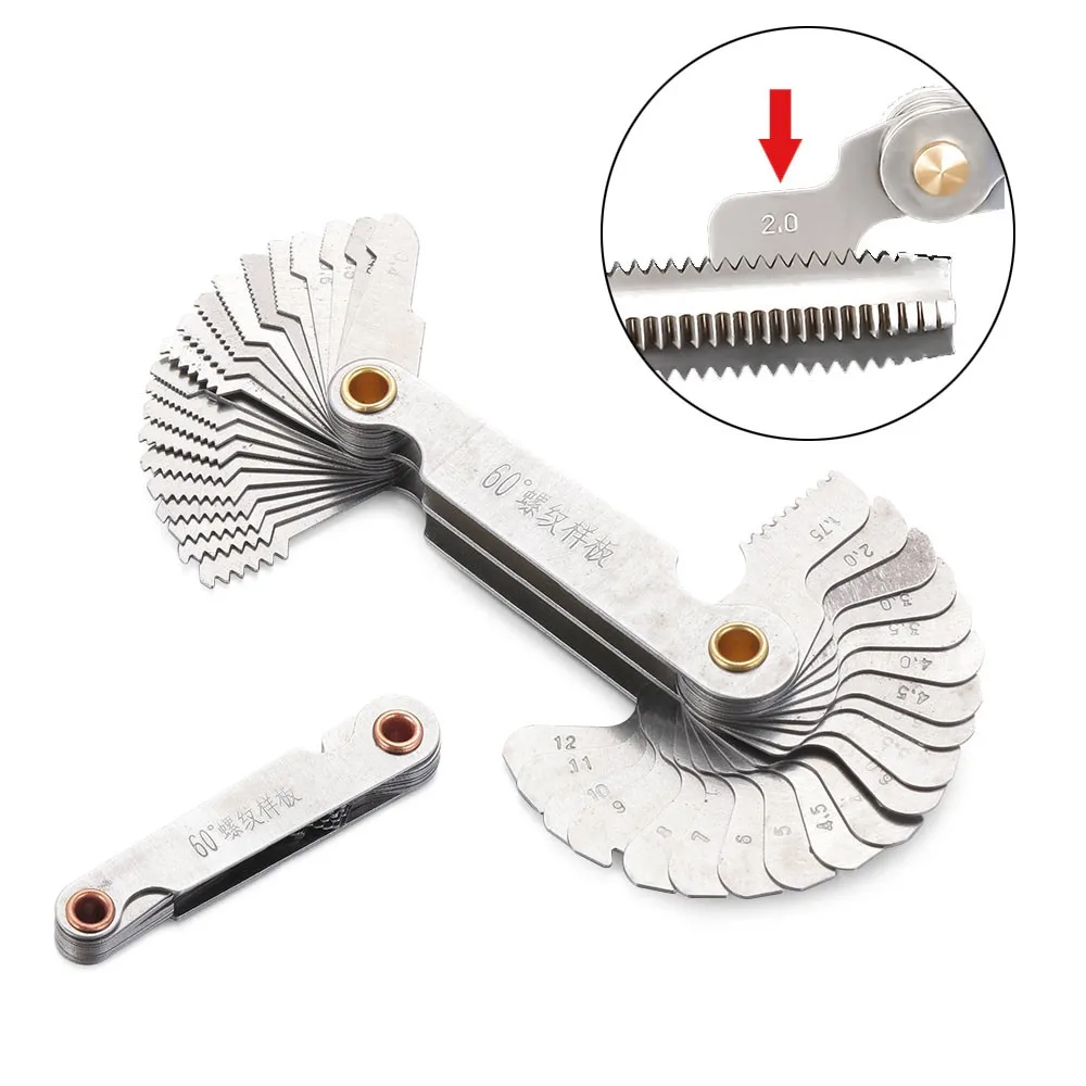 Thread Pitch Cutting Gauge Tool Set Blade Gauge 55 And 60° Inch And Metric Hread Gage Gauge Metal Folding Measuring Tool
Thread Pitch Cutting Gauge Tool Set Blade Gauge 55 And 60° Inch And Metric Hread Gage Gauge Metal Folding Measuring Tool