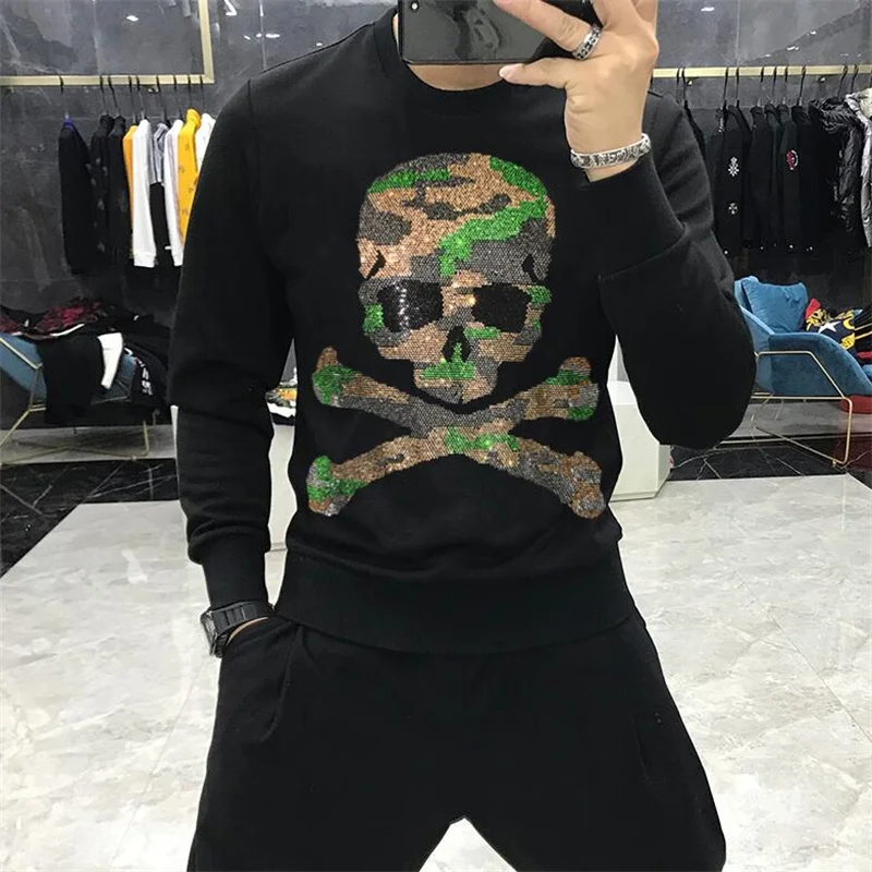 New Men's 2023 Hoodie High Quality Rhinestone Skull Design Winter And Autumn Leisure Street Hip-Hop Warm Trend Sweatshirt
New Men's 2023 Hoodie High Quality Rhinestone Skull Design Winter And Autumn Leisure Street Hip-Hop Warm Trend Sweatshirt