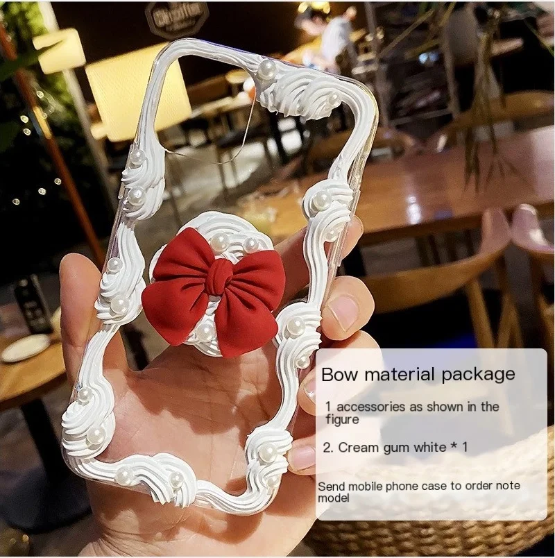 Cartoon doll DIY cream glue Lovely Beautiful bow mobile phone case handmade cream case material bag Noble beauty
Cartoon doll DIY cream glue Lovely Beautiful bow mobile phone case handmade cream case material bag Noble beauty