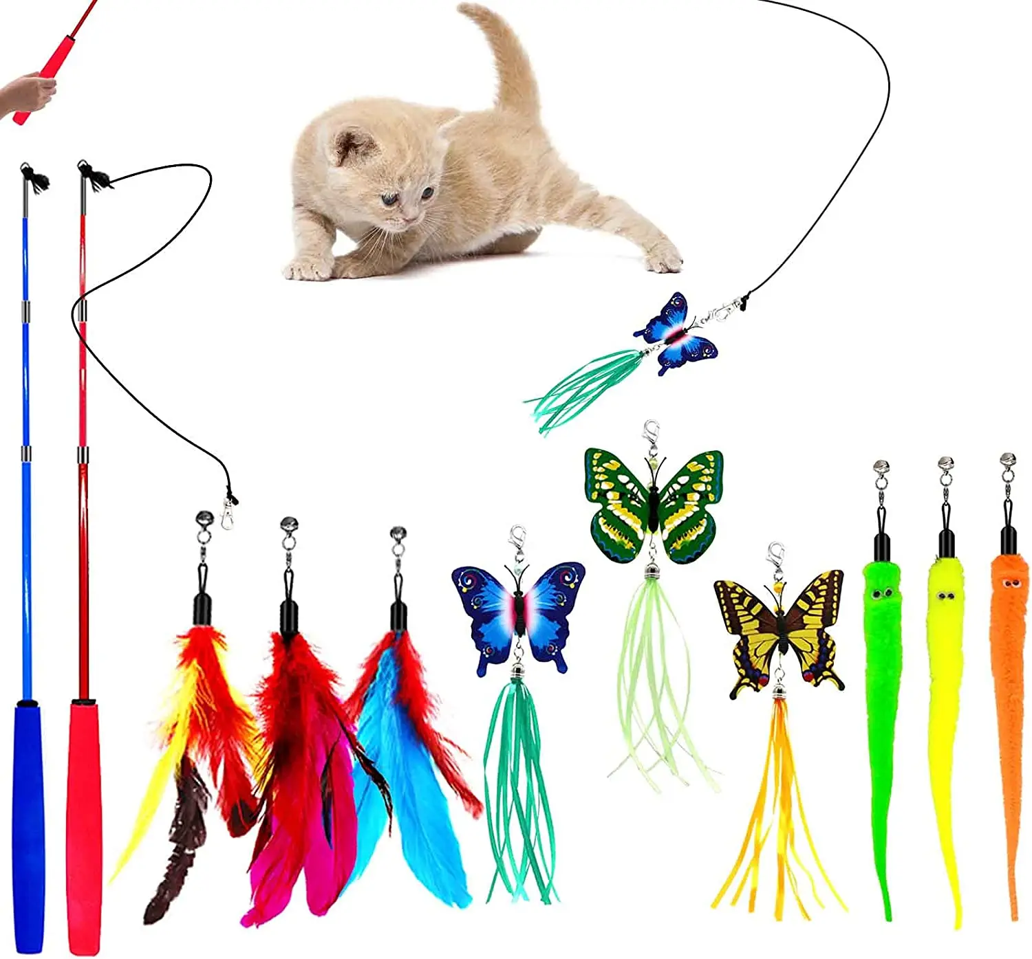 7Pcs Pet Stick Toys Emotional Comfort with Colorful Ribbons Pet Cat Teaser Wand Toy Cat Supplies
7Pcs Pet Stick Toys Emotional Comfort with Colorful Ribbons Pet Cat Teaser Wand Toy Cat Supplies
