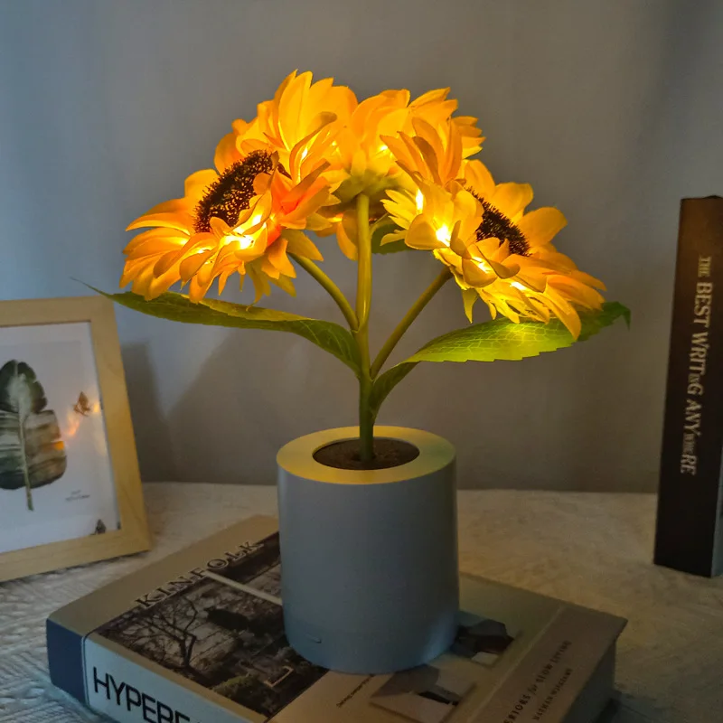 

Artificial Sunflower Night Light Rechargeable Decorative Flower Lamp Bedroom Creative Light for Kid Friend Birthday Holiday Gift