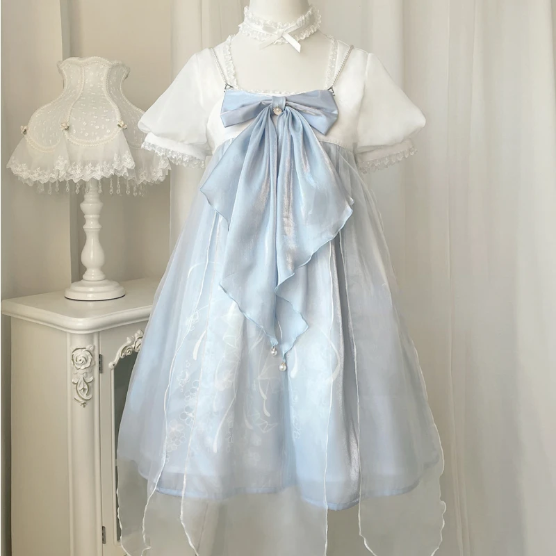 Japanese Victorian Sweet Lolita Jsk Dress Women Kawaii Bow Pearl Mesh Princess Slip Dresses Girly Sleeveless Party Mini Vestidos
Japanese Victorian Sweet Lolita Jsk Dress Women Kawaii Bow Pearl Mesh Princess Slip Dresses Girly Sleeveless Party Mini Vestidos