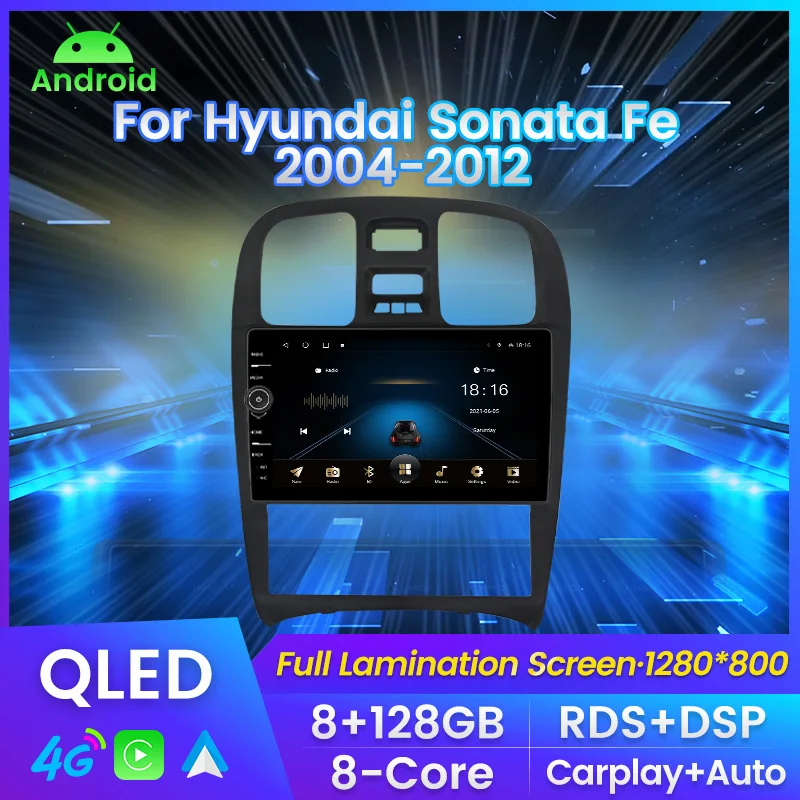 

QLED экран с ручкой Автомагнитола For Хендай Соната EF рестайлинг For Hyundai Sonata EF 2001 - 2012 мультимедийный плеер навигация GPS Автомобильная интеллектуальная система Carplay Android авто до 8 ядер 8 + 128G