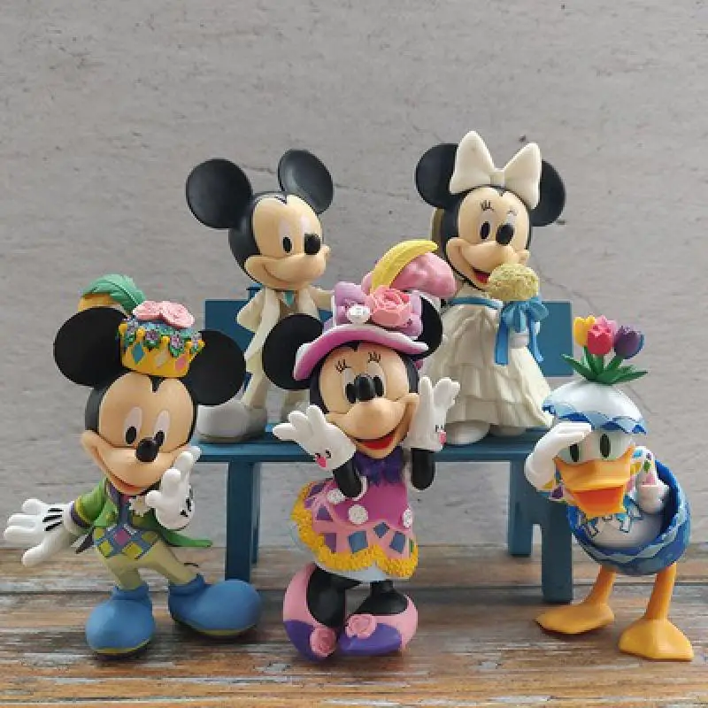

5 Disney White Wedding Dress Mickey And Minnie Hand-made Models Cute Animation Character Models Cake Baking Home Decorations