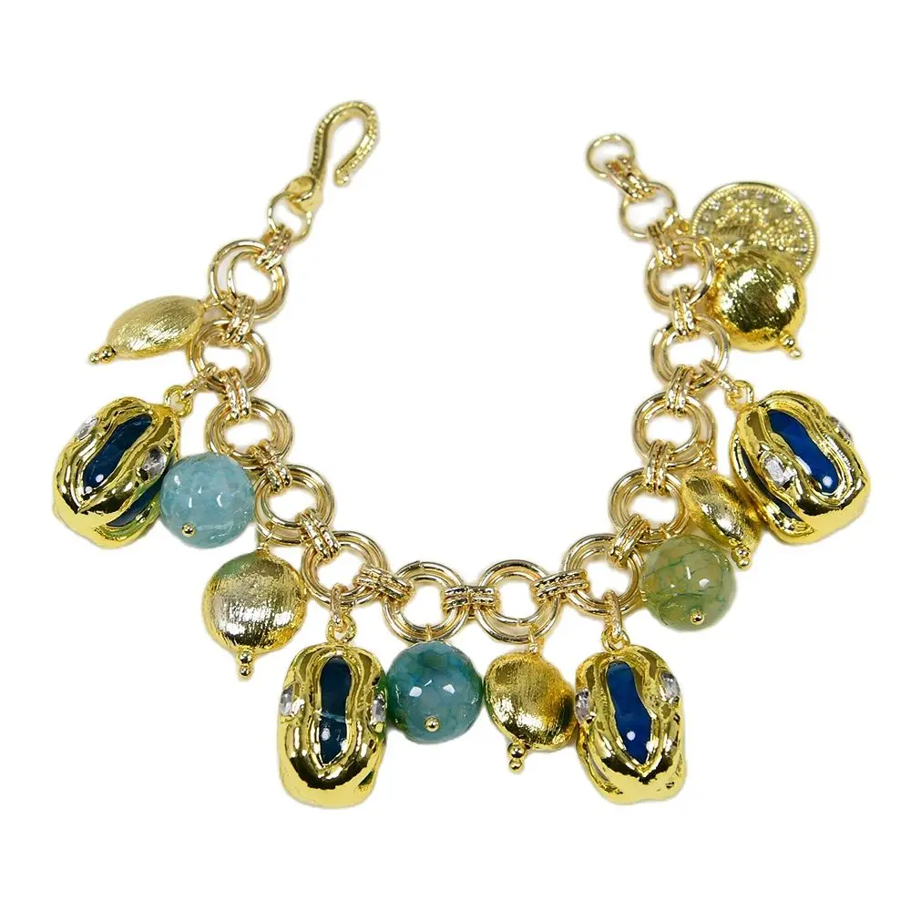 G-G Natural Multi Gemstone Bracelet Blue Agate Clear Quartz Rough Raw Gold Plated Edge Charm Bracelet Handmade Jewelry Gifts
G-G Natural Multi Gemstone Bracelet Blue Agate Clear Quartz Rough Raw Gold Plated Edge Charm Bracelet Handmade Jewelry Gifts