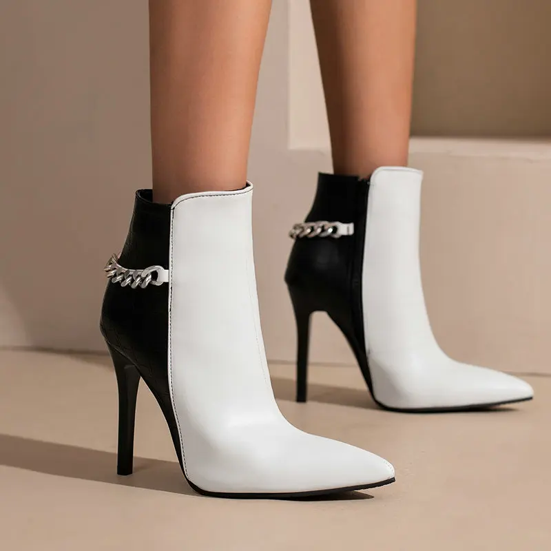 Sexy Pointed Toe Snake Skin PU Designer Women Shoes Office Lady Pumps Large Size 34-48 Metal Chain Women Ankle Stiletto Boots
Sexy Pointed Toe Snake Skin PU Designer Women Shoes Office Lady Pumps Large Size 34-48 Metal Chain Women Ankle Stiletto Boots