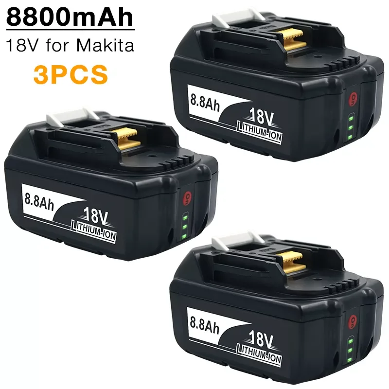 3 шт. BL1860 BL1840 BL1850 18 в 8800 мАч литий-ионная аккумуляторная батарея для Makita BL1830B LXT 400 TD140D BDF454 BL1815 BDF451 BHP453
3 шт. BL1860 BL1840 BL1850 18 в 8800 мАч литий-ионная аккумуляторная батарея для Makita BL1830B LXT 400 TD140D BDF454 BL1815 BDF451 BHP453