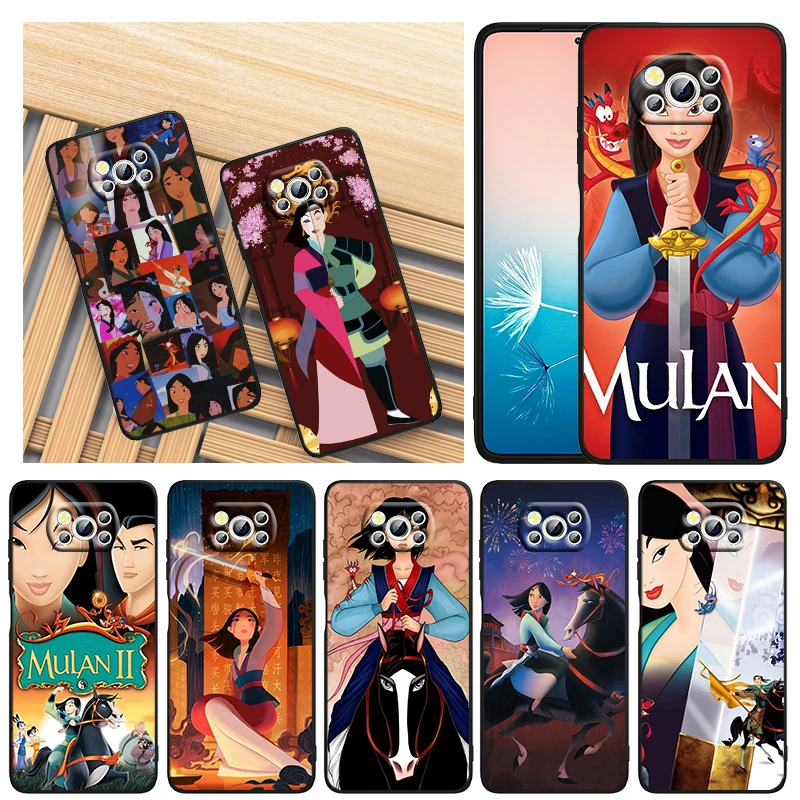 

Disney Cartoon Animation Mulan For Xiaomi Civi Mi Poco X4 X3 NFC F3 GT M4 M3 M2 X2 F2 Pro C3 4G 5G Black Soft TPU Phone Case