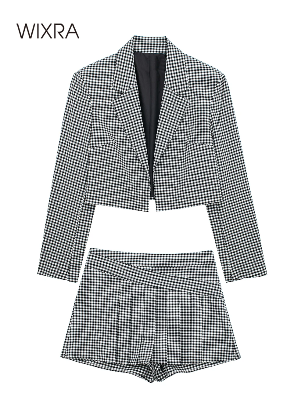 Женский костюм из 2 предметов Wixra, короткое пальто с длинными рукавами и вырезами + плиссированная мини-юбка в клетку, уличная одежда, женские офисные комплекты 
Женский костюм из 2 предметов Wixra, короткое пальто с длинными рукавами и вырезами + плиссированная мини-юбка в клетку, уличная одежда, женские офисные комплекты