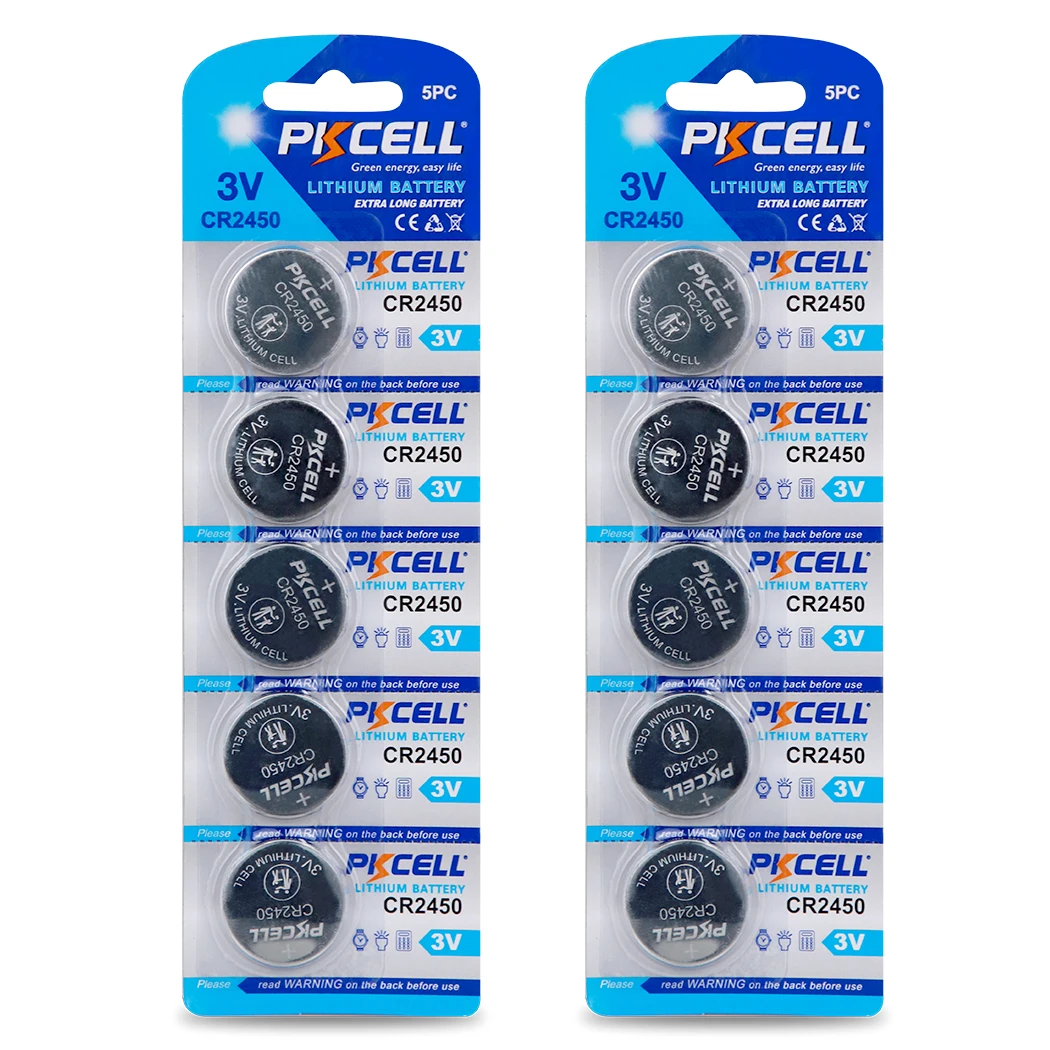 10PC PKCELL CR2450 3V Lithium Battery ECR2450 DL2450 BR2450 Button Cell Batteries For Watches Toys Calculators
10PC PKCELL CR2450 3V Lithium Battery ECR2450 DL2450 BR2450 Button Cell Batteries For Watches Toys Calculators