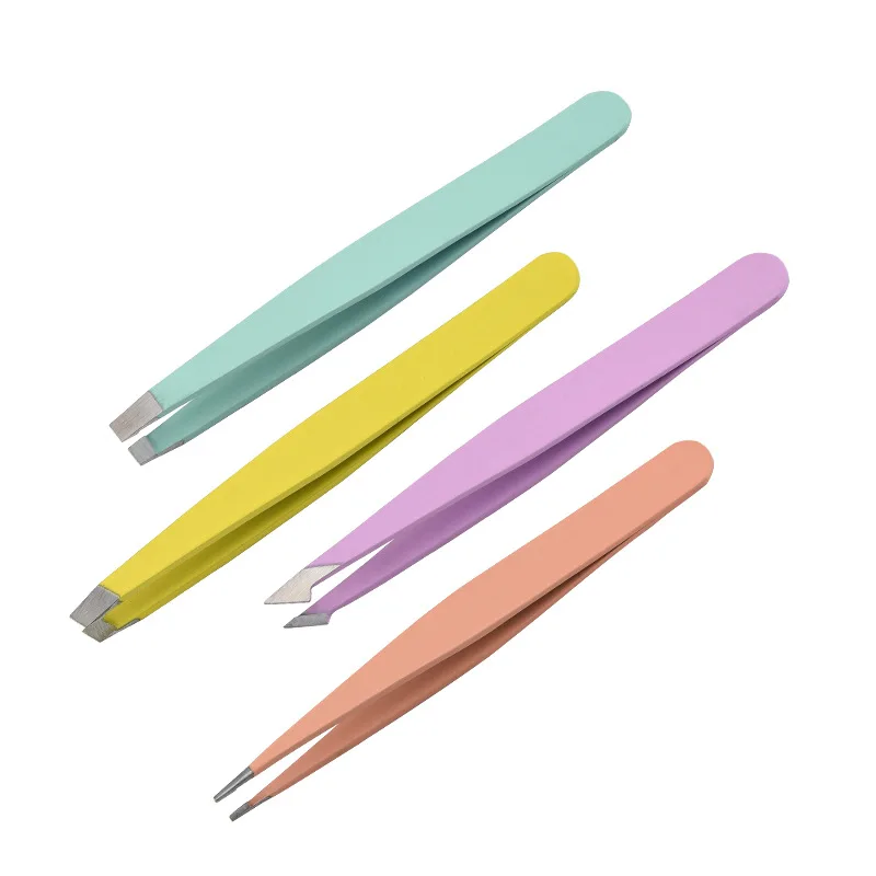 

Stainless Steel Eyebrow Tweezer Colorful Hair Beauty Fine Hairs Puller Slanted Clips For Eyebrows Eyebrow Tongs Removal Tools