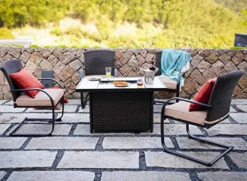 2 Pieces Dining Wicker Chair Set,Outdoor Dining Set,Steel Frame Rocking Chair with Cushion for Conversation for Yard,Garden,Back
2 Pieces Dining Wicker Chair Set,Outdoor Dining Set,Steel Frame Rocking Chair with Cushion for Conversation for Yard,Garden,Back