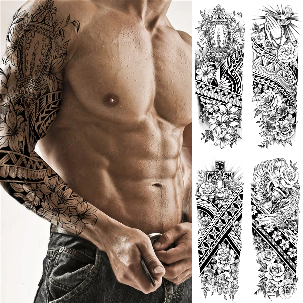 Waterproof Temporary Tattoo Stickers Lily Rose Body Art Geometric Lines Black Floral Fake Tatto Men Women Fake Sleeve Tattoos
Waterproof Temporary Tattoo Stickers Lily Rose Body Art Geometric Lines Black Floral Fake Tatto Men Women Fake Sleeve Tattoos