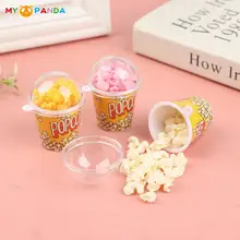 1/12 Scale Miniature Dollhouse Food Mini Popcorn Bucket for Doll House Kitchen Snack Shop Decor Kids Toys