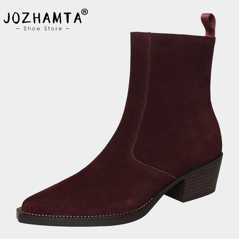 JOZHAMTA Size 33-40 Women Cowboy Boots Western Cow Suede Thick High Heels Shoes For Women Winter Point Zipper Ankle Boot Cowgirl
JOZHAMTA Size 33-40 Women Cowboy Boots Western Cow Suede Thick High Heels Shoes For Women Winter Point Zipper Ankle Boot Cowgirl