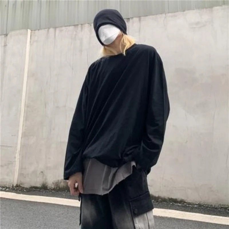 High Street Basics All-match Solid Color Long-sleeved T-shirt Men's Loose Oversize Cotton Black Bottoming Shirt Autumn
High Street Basics All-match Solid Color Long-sleeved T-shirt Men's Loose Oversize Cotton Black Bottoming Shirt Autumn