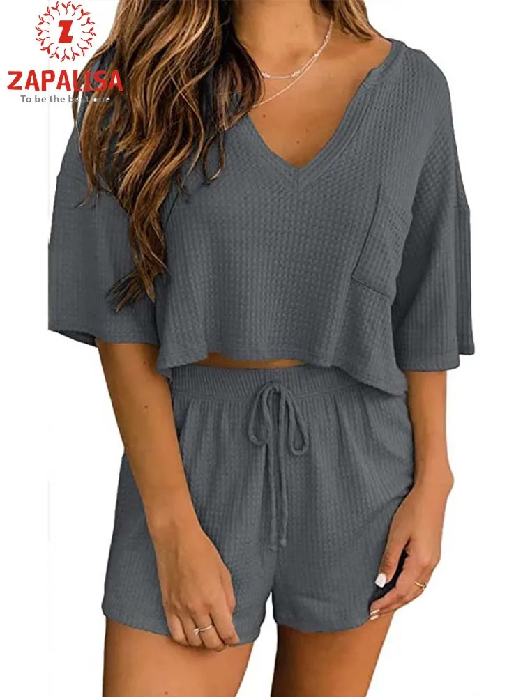 Summer Solid Color Casual Loose 2 Piece Tracksuit for Women Drawstring Design Pocket Decor V-Neck Half Sleeve Short Top+Shorts
Summer Solid Color Casual Loose 2 Piece Tracksuit for Women Drawstring Design Pocket Decor V-Neck Half Sleeve Short Top+Shorts