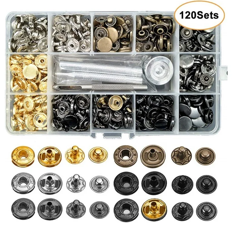 Snap Fasteners Kit 12.5mm Metal Snap Buttons for Clothing Craft Bag Shoes Collar Belt Jeans Perfect Fit Adjust Button DIY Tailor 
Snap Fasteners Kit 12.5mm Metal Snap Buttons for Clothing Craft Bag Shoes Collar Belt Jeans Perfect Fit Adjust Button DIY Tailor