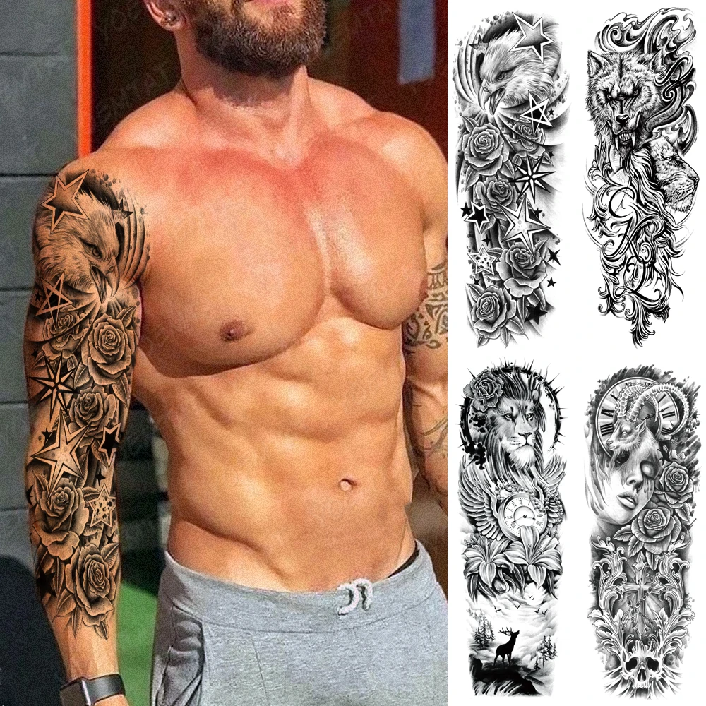 Large Full Arm Sleeve Tattoo Star Rose Eagle Waterproof Temporary Tatoo Sticker Totem Men Women Wolf Mechanical Clock Fake Tatto
Large Full Arm Sleeve Tattoo Star Rose Eagle Waterproof Temporary Tatoo Sticker Totem Men Women Wolf Mechanical Clock Fake Tatto
