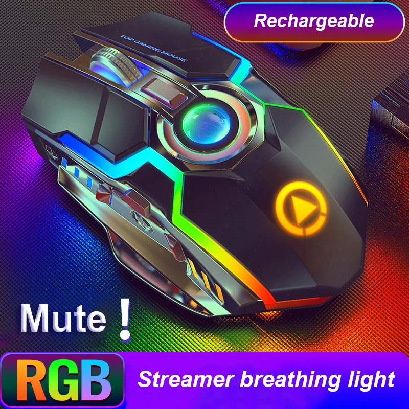 

Wireless Gaming Mouse 2.4G USB 7Buttons 1600DPI RGB Backlit Rechargeable Gamer Silent Mouse Gamer Mute Mice for PC Laptop
