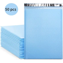 50pcs Light Blue Bubble Mailing Envelope Waterproof Courier Bag Bubble Mailer Packaging Bag for Shipping