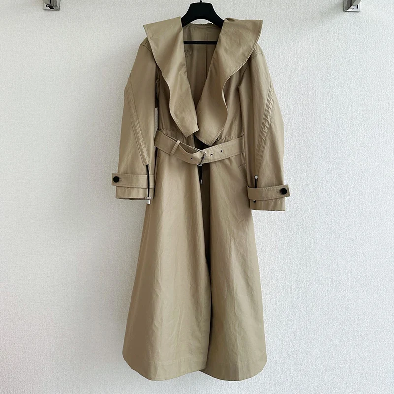 2023 New Women Fashion Long Sleeve Trench Coat Chic Ruffle V-neck Belt Drawstring Outwear 100% Cotton Casual Elegent Windbreaker
2023 New Women Fashion Long Sleeve Trench Coat Chic Ruffle V-neck Belt Drawstring Outwear 100% Cotton Casual Elegent Windbreaker