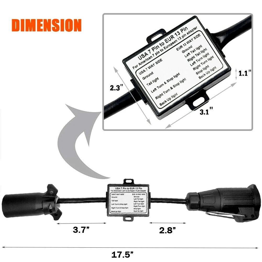 Part Light Converter Trailer Light Converter Practical Accessory Connector Replace Round US To European Vehicle 13-Pin
Part Light Converter Trailer Light Converter Practical Accessory Connector Replace Round US To European Vehicle 13-Pin