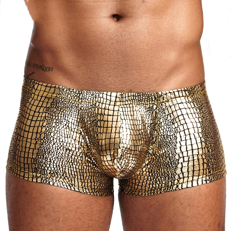 Мужские трусы-боксеры из змеиной кожи, с заниженной талией 
Мужские трусы-боксеры из змеиной кожи, с заниженной талией