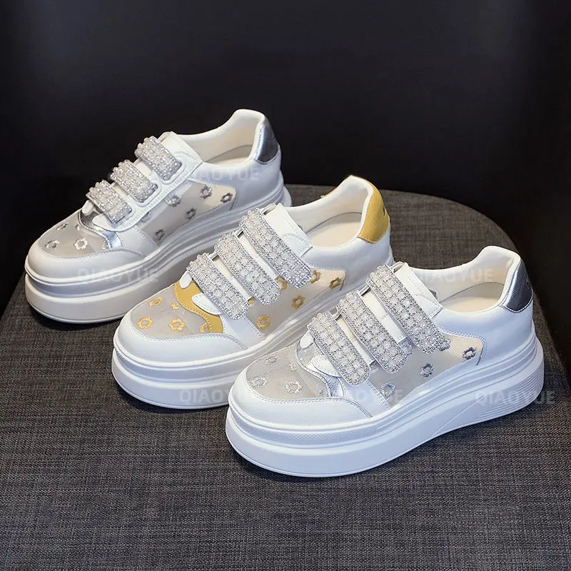 Женские кроссовки с круглым носком, разноцветные кроссовки на платформе, повседневные кроссовки, новая летняя обувь, 2023