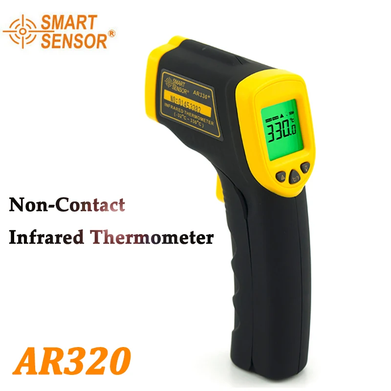 SMART SENSOR AR320 Digital Non Contact Infrared Thermometer Laser Point Temperature Gun -26F~716F(-32C ~ 380C) Pyrometer Imager
SMART SENSOR AR320 Digital Non Contact Infrared Thermometer Laser Point Temperature Gun -26F~716F(-32C ~ 380C) Pyrometer Imager