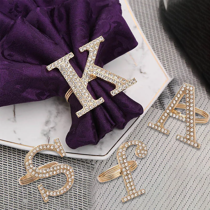 1PC Serviette Holder Napkin Ring Wedding Event Favor Rhinestone Letter Dining Table Decoration
1PC Serviette Holder Napkin Ring Wedding Event Favor Rhinestone Letter Dining Table Decoration