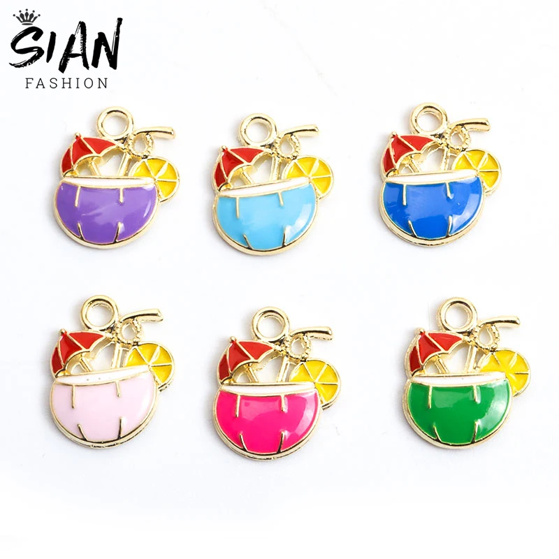 

20pcs/Lot Enamel Drink Fruit Juice Charms for DIY Jewelry Makings Pendant Necklace Keychains Earrings Handmade Findings Crafts