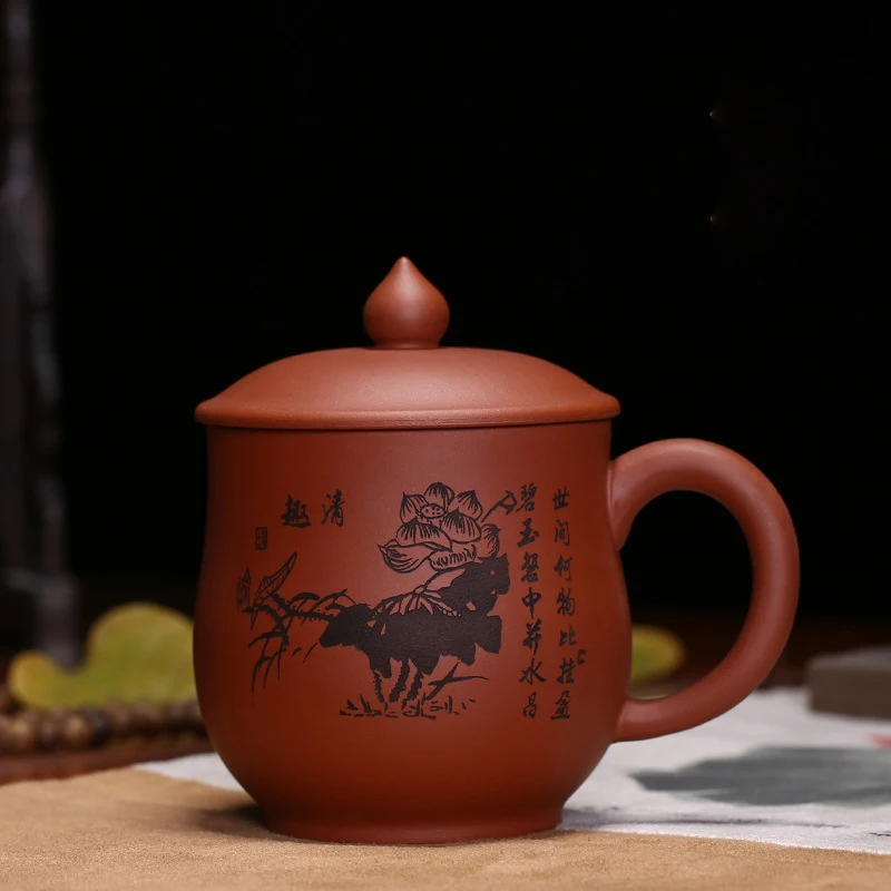 Акция! Yixing чайная чашка с крышкой из фиолетовой глины чайный набор зернистого
