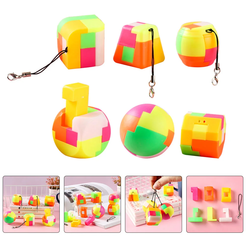 

6 Pcs Cube Ball Child Mini Puzzles Kids Assembled Keychains Plastic Educational Playthings