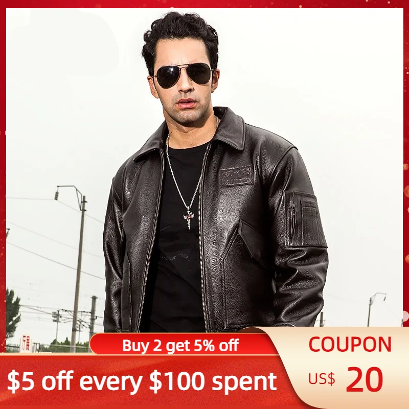 2022 Brown Men USAF Pilot Leather Jacket Europe Size XXL Genuine Natural Cowhide Autumn Military Style Aviation Coat
2022 Brown Men USAF Pilot Leather Jacket Europe Size XXL Genuine Natural Cowhide Autumn Military Style Aviation Coat