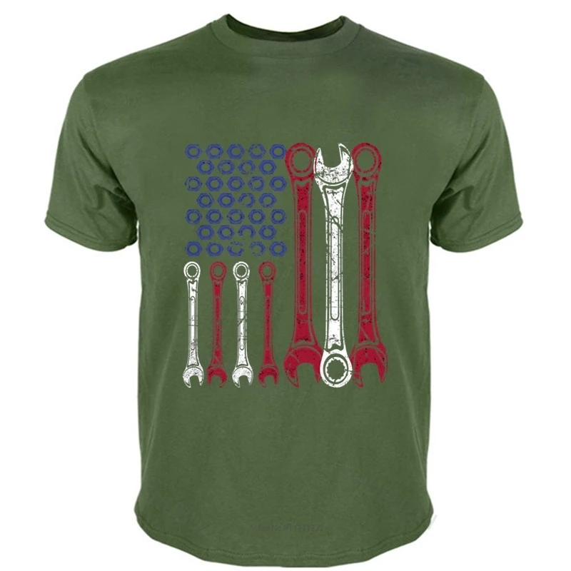 

Мужская футболка с коротким рукавом, новинка, футболка с американским флагом автомеханика, футболка с ветераном 4 июля, модная футболка, мужская летняя футболка