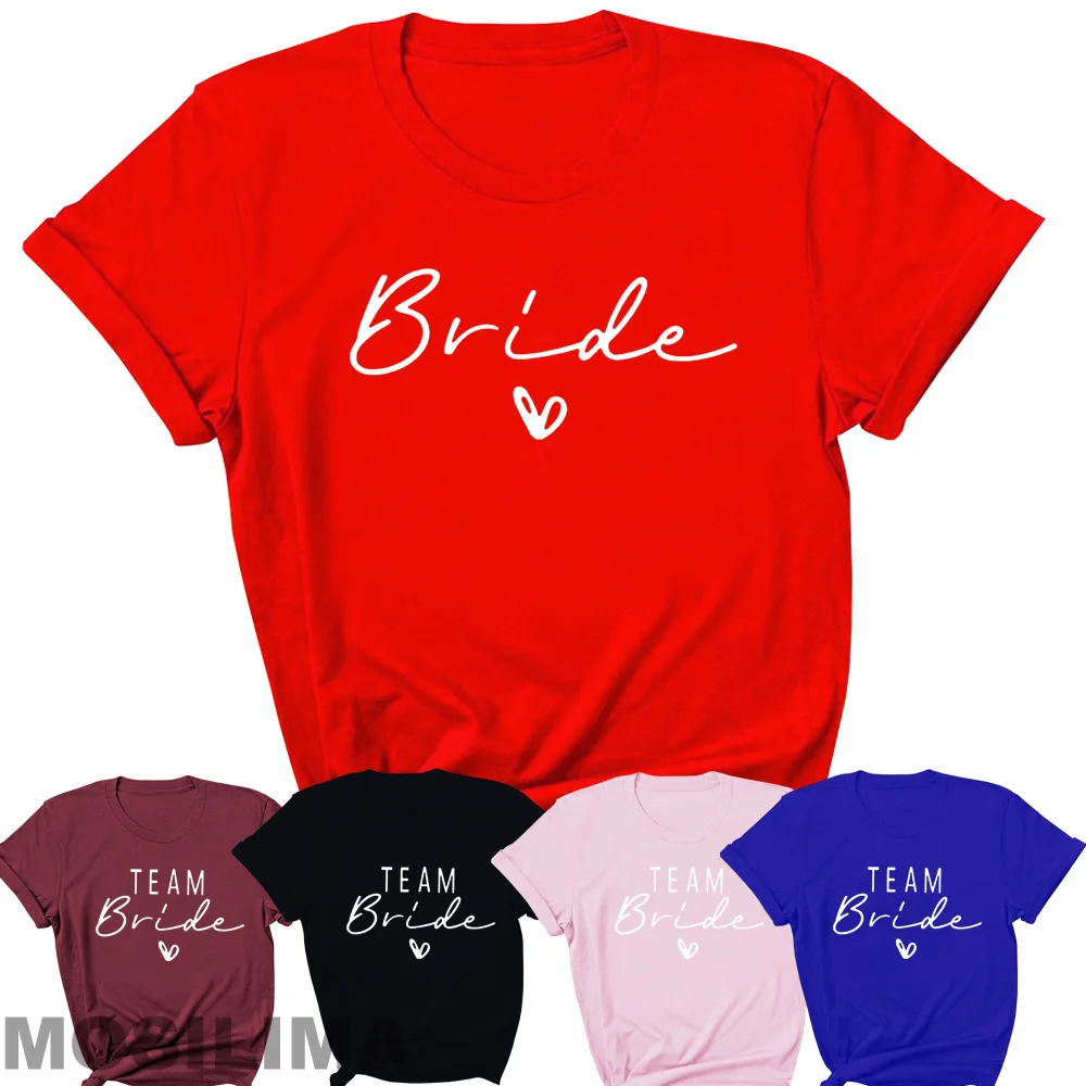 Bride Team Shirts Women Aesthetic Bachelorette Party Wedding Tops Bridesmaid T-shirt Summer O-neck Tops TX316
Bride Team Shirts Women Aesthetic Bachelorette Party Wedding Tops Bridesmaid T-shirt Summer O-neck Tops TX316