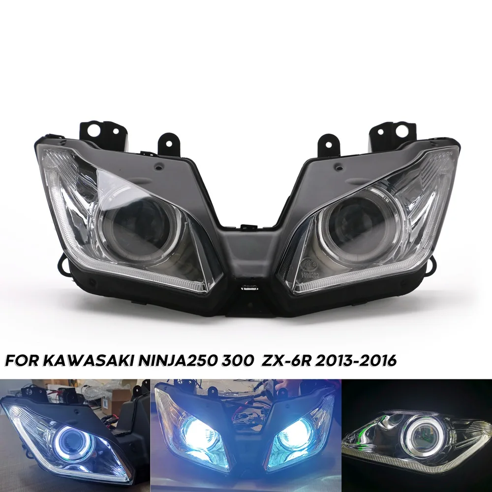 Motorcycle headlight For Kawasaki angel eye Ninja 250 300 ZX6R ZX 6R 2013-16 motorcycle accessories LED headlamp assembly
Motorcycle headlight For Kawasaki angel eye Ninja 250 300 ZX6R ZX 6R 2013-16 motorcycle accessories LED headlamp assembly