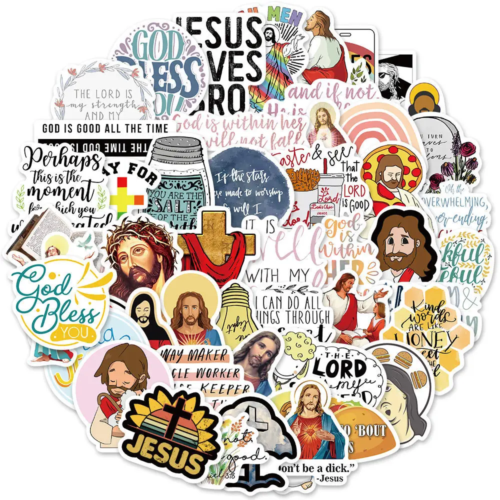 

50Pcs Jesus Decorative Stickers For Laptop Skateboard Luggage Waterproof Journal Scrapbooking Albumn Supplies Decal Toy