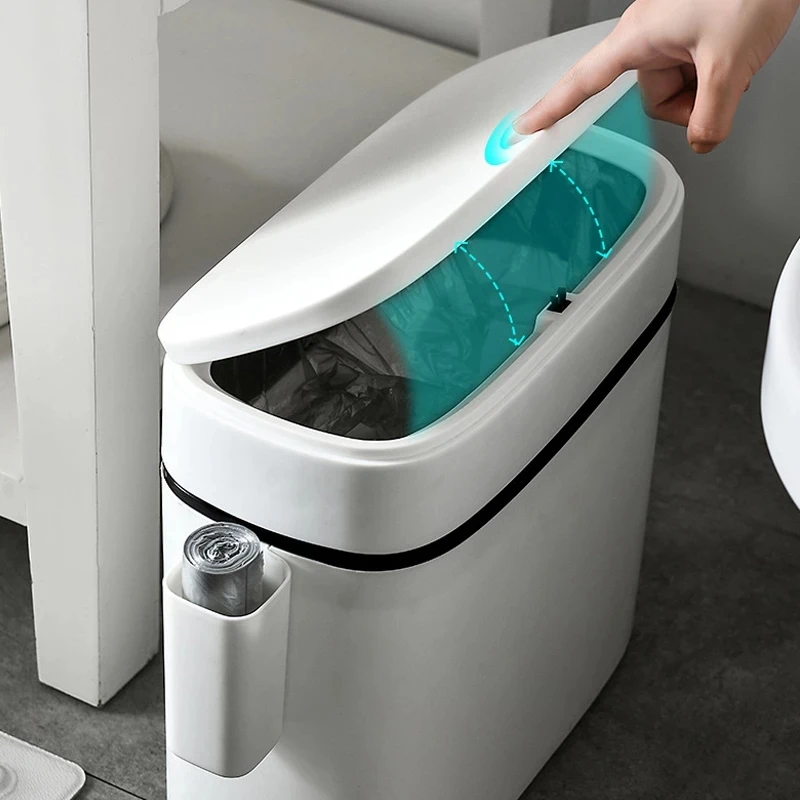 

10L Trash Can Household Bathroom Kitchen Waste Bins Press-Type Trash Bag Holder Garbage Bin for Toilet Waterproof Narrow Seam
