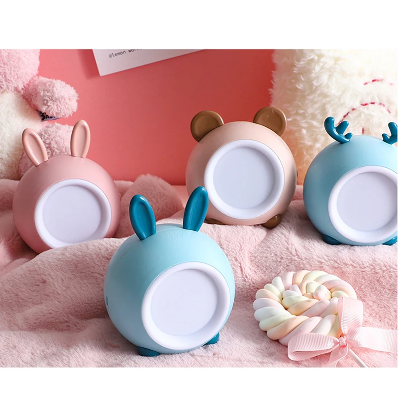 

Cartoon Led Children Night Light Rechargeable Creative Deer Rabbit Ears Table Lamp Eye Protection Bedroom Bedside Nightlight Gif