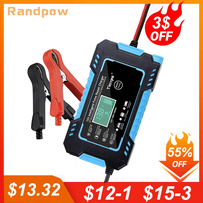 Randpow Full Automatic Car Battery Charger 6V/12V Booster Display Smart Battery Chargers Power Car Accesorries For Motorcycle
Randpow Full Automatic Car Battery Charger 6V/12V Booster Display Smart Battery Chargers Power Car Accesorries For Motorcycle