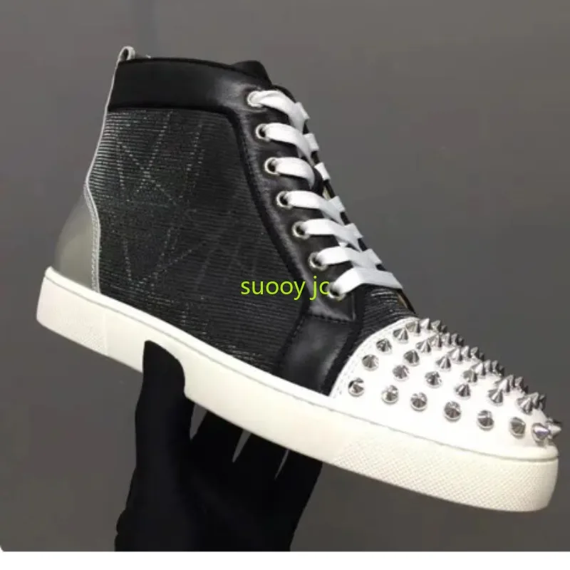

Newest Leather Red sole shoes Spikes Head Chaussure Male High Top Designers Fashion Flats Bottom Shoes Men Mixed Color