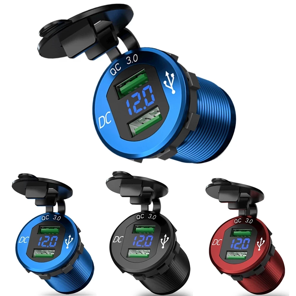 Dual USB car Charger Quick Charge 3.0 Waterproof Socket Aluminum Power Outlet Charge with LED Voltmeter for 12V 24V Car Boat 
Dual USB car Charger Quick Charge 3.0 Waterproof Socket Aluminum Power Outlet Charge with LED Voltmeter for 12V 24V Car Boat