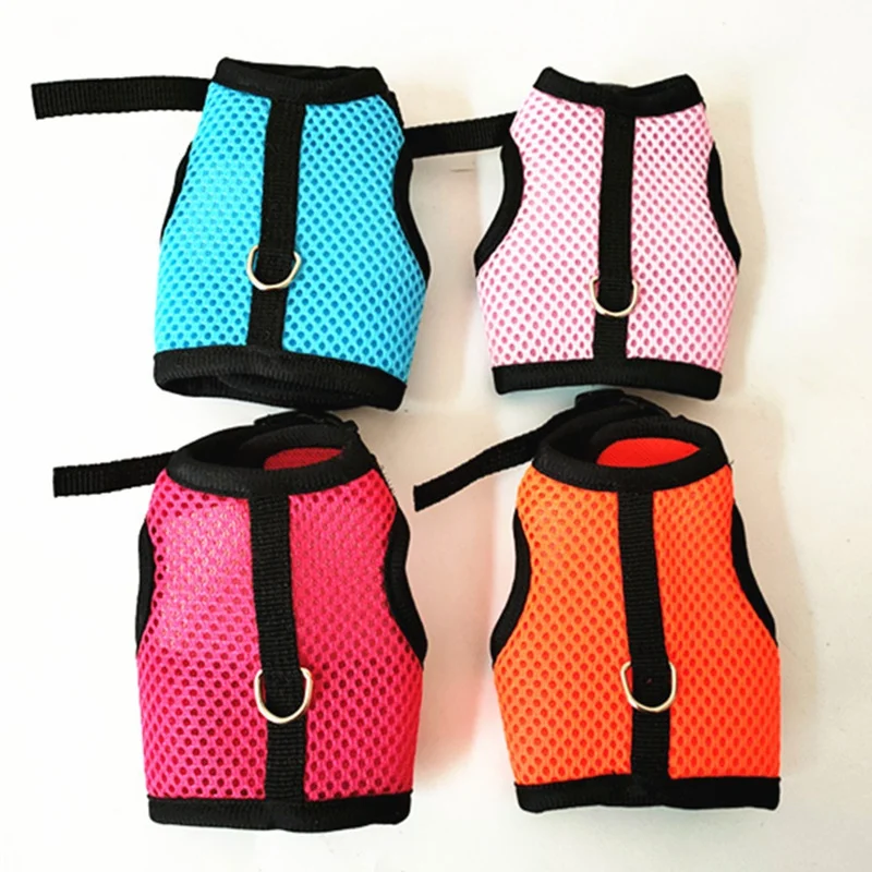 

2022 Pet Accessories Rabbit Harnesses Vest Leashes Set Soft Mesh Harness With Leash Small Animal Guinea Pig Hamsters