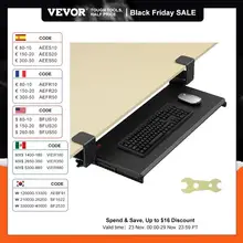VEVOR 26.8in Under Desk Keyboard Tray Slide in/out Ergonomic Universal Keyboard Tray No-Drilling Sturdy C-Clamps Easy to Install